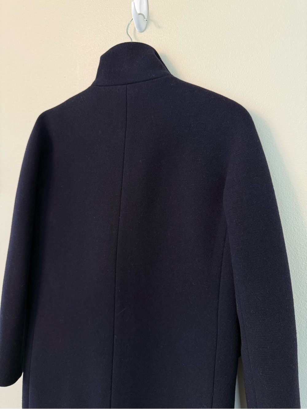 J. Crew Navy Stadium Cloth Cocoon Coat Italian Wool Nello Gori Size 00 - Picture 7 of 9